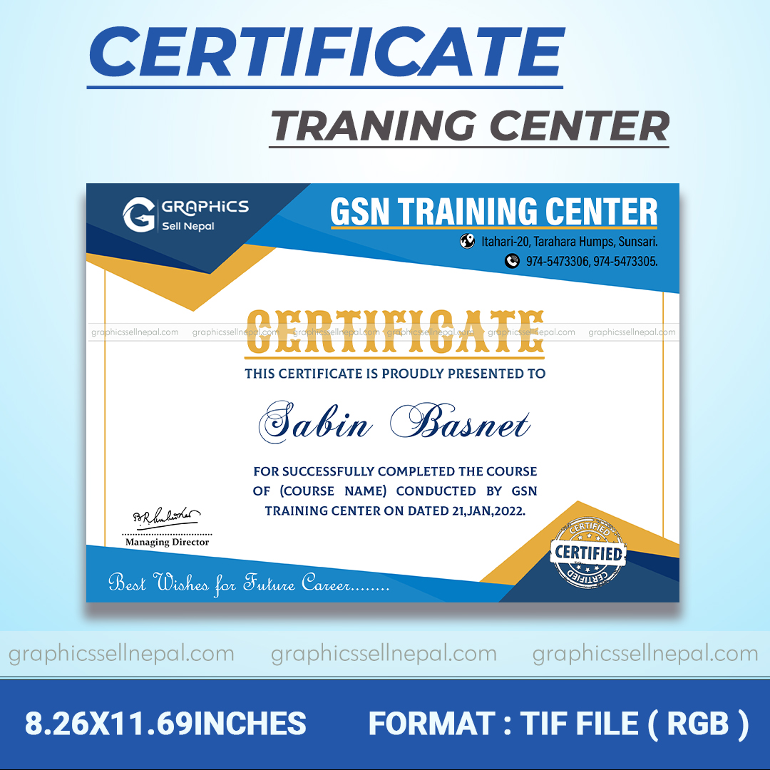 FN : 12026 Training Certificate Template – Graphic Sell Nepal